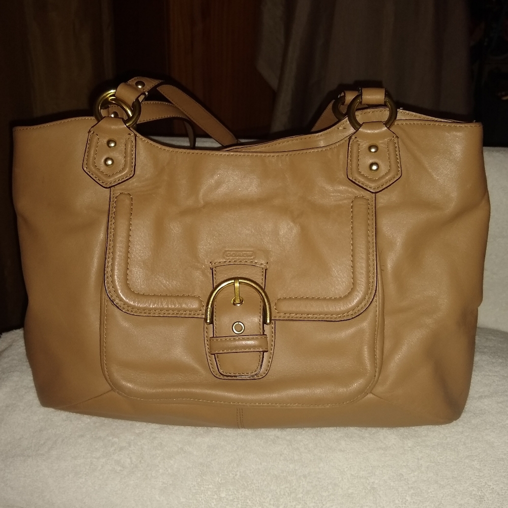Coach large Campbell tan shoulder bag. F 24961
